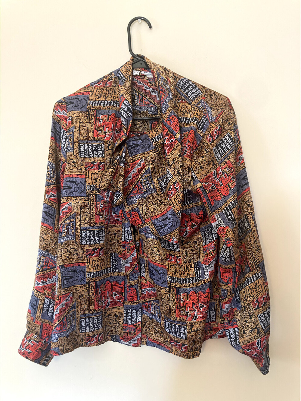 Vintage Andre Chateau Multi-Colored Long Sleeve Blouse MADE IN USA - size L